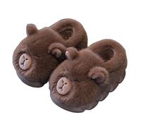 JadeRich Pantoufles d'intérieur Capybara en peluche pour femme - En mousse à mémoire de forme - Pour l'hiver, café, 37/38 EU