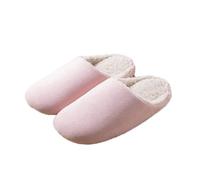JadeRich Pantoufles d'intérieur en daim de couleur unie pour femme et homme - En polaire chaude - Silencieux et antidérapant, rose, 37/38 EU