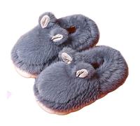 JadeRich Pantoufles en peluche mignonnes pour enfants - Chaudes et rembourrées - Semelle épaisse - Pour garçons et filles, gris, 32 EU