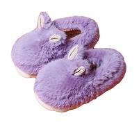 JadeRich Pantoufles en peluche mignonnes pour enfants - Chaudes et rembourrées - Semelle épaisse - Pour garçons et filles, violet, 30 EU