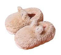 JadeRich Pantoufles en peluche mignonnes pour enfants - Chaudes et rembourrées - Semelle épaisse - Pour garçons et filles, kaki, 28 EU