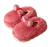 JadeRich Pantoufles en peluche mignonnes pour enfants - Chaudes et rembourrées - Semelle épaisse - Pour garçons et filles, Caoutchouc rouge., 30 EU
