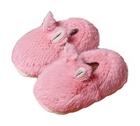 JadeRich Pantoufles en peluche mignonnes pour enfants - Chaudes et rembourrées - Semelle épaisse - Pour garçons et filles, rose, 24 EU