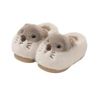 JadeRich Pantoufles en peluche pour femme - Motif marmotte - Couvre-talon épais - Pour intérieur et extérieur, beige, 37/38 EU