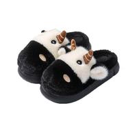 JadeRich Pantoufles en polaire douce et chaude pour femme et homme - Antidérapantes - Pour l'intérieur et l'extérieur, Noir , 41/42 EU