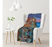 Jadery Cinque Terre - Couverture imprimée en microfibre pour canapé, canapé, voyage, 76,2 x 101,6 cm, flanelle de 280 g