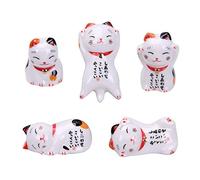 Jadeshay 5 pièces/Ensemble Porte-Baguettes Chat Chanceux Baguettes en céramique japonaises Couteau Fourchette Support Reste Rack décor à la Maison Ornements