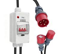 Jadeshay Adaptateur CEE 32A vers 16A avec Disjoncteur Adaptateur CEE Courant Fort couplage 5 pôles 240V-415V étanche IP66 pour le camping, les caravanes et les chantiers de construction