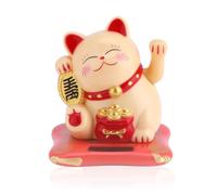 Jadeshay Chat Porte Bonheur Japonais, Maneki Neko Japonais Chat Porte Bonheur Énergie Solaire, Lucky Cat Solaire, Décoration Japonaise (Jaune)