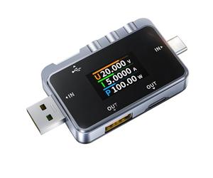 Jadeshay Compteur de puissance USB C, testeur FNAC-28 USB C Voltmètre numérique Ampèremètre Puissance Chargeur USB Détecteur Capacité Compteur Détection Max 6,5 A