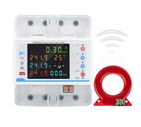 Jadeshay Compteur Electrique Consommation Triphasé 4P 100A 380V Compteur Electrique Connecté WiFi Disjoncteur avec Protecteur de Surtension, Transformateur, Contrôle de L'Application Tuya(02)