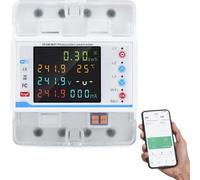 Jadeshay Compteur Electrique Consommation Triphasé 4P 100A 380V Compteur Electrique Connecté WiFi Disjoncteur avec Protecteur de Surtension, Contrôle de L'Application Tuya(01)