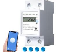 Jadeshay Compteur Intelligent, Tuya Compteur Electrique Connecté WiFi Mesure Consommation Electrique Compteur d'énergie Monophasé sur Rail DIN AC100-240V avec Commande Vocale à Distance