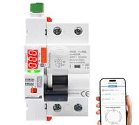 Jadeshay Disjoncteur Différentiel 40A 30mA, Disjoncteur Wifi Tuya Interrupteur Différentiel 40A 30mA Type A avec Réarmement Automatique Affichage LED Commande Manuelle/par application, 230VAC