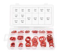 Jadeshay Joint Torique, 150Pcs Joint Plomberie Rouge Kit de Rondelles Plates en Fibre de Papier d'acier Rouge Joint d'isolation Assorti avec Boîte 14 Tailles