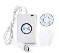 Jadeshay Lecteur NFC RFID ACR122U Lecteur de Carte à Puce NFC RFID sans Contact Graveur de Cartes à Puce avec câble, Compatible ISO 14443 A/B et ISO/IEC 18092 Tags