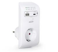 Jadeshay Prise Programmable, AC230V 16A Prise Minuteur Programmable Interrupteur Minuterie avec 6 Heures Port de Charge USB/Type-C, Prise EU
