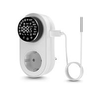 Jadeshay Prise Thermostat avec Sonde, Prise Thermostat Connectée pour Chauffage et Refroidissement, Regulateur Température Numérique 16A 24 GHz Compatible avec Alexa et Google Assistant
