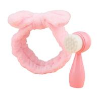 JADEWaa Brosse de nettoyage 2 en 1 pour le visage - Brosse de nettoyage manuelle - Bandeau de maquillage - Bandeau pour cheveux - Brosse pour le visage
