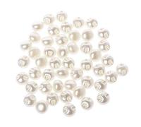 JADEWaa Lot de 50 boutons à coudre ronds en perles - 10 mm et 11 mm - Fournitures pour robe de mariée, bijoux fantaisie