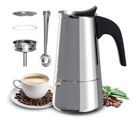 JADIAHOME Set de café : cafetière italienne 12 tasses compatible induction, vitrocéramique et gaz | Cafetière italienne à induction en acier inoxydable | Cafetière à induction (12 tasses)