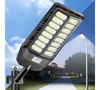 JADIDIS Lanterne solaire de rue 800W avec télécommande, IP66, étanche, avec détecteur de mouvement, 6500K, lampe solaire LED super lumineuse pour jardin, garage, routes