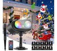JADIDIS Projecteur Noël Extérieur,3 en 1 Decoration Noel Extérieur dynamique flocon,avec 80 Couleurs Effet de Vague d'eau, télécommande avec minuterie，fenêtre, mur, cour, fête, décoration de Noël
