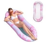 Jadin Bouee Piscine, Chaise Longue de Piscine avec Appui-tête, Matelas Hamac Flottant pour Piscine, Jouets Nouilles, Bain de Soleil, Lit Gonflable pour La Plage, 150 x 78 cm, Rose