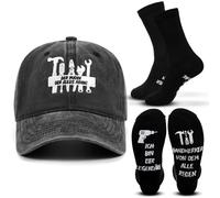 Jadive 2 Pièces Cadeaux de Pêche Drôles pour Hommes Casquette de Baseball Chaussettes Cadeau pour Anniversaire Noël Papa Mari(Handwerker)