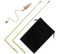 Jadive 2 Pièces Tiges de Divination Rétractables avec Poignée en Cuivre et 1 Pièce Pendentif de Pendule de Radiesthésie pour Chasse aux Fantômes, Guérison Énergétique, Eau Divine (Or)