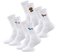 Jadive 4 Paires Chaussettes Teckel avec Motifs de Chiens Chaussettes de Tennis Amusantes Cadeaux pour Femmes et Hommes(Teckel,43-46)