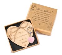 Jadive Cadeau Maîtresse d'École Cadeau Merci Maîtresse Carte de Remerciement Cœur en Bois Porte-Clés Quartz Rose pour Professeur Atsem Retraite Anniversaire Fin d’Année Scolaire