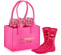 Jadive Cadeau Prosecco Sac à Bouteille Prosecco Chaussettes Drôles 21 x 14 x 15 cm Sac en Feutre Rigolo pour 6 Bouteilles Cadeaux Drôles pour Femmes Mesdames Noël(Prosecco to go)