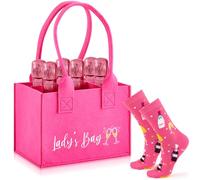 Jadive Cadeau Prosecco Sac à Bouteille Prosecco Chaussettes Drôles 21 x 14 x 15 cm Sac en Feutre Rigolo pour 6 Bouteilles Cadeaux Drôles pour Femmes Mesdames Noël(Lady's Bag)
