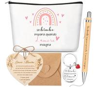 Jadive Coffret Cadeau pour Enseignant Trousse de Maquillage Porte-Clés Carte de Remerciement en Bois en Forme de Cœur Stylo à Bille en Bois Cadeau Créatif de Fin d'Année et d'Adieu pour Enseignants