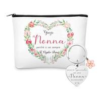 Jadive Coffret Cadeau pour Grand-Mère 1 Trousse de Maquillage 1 Porte-Clés pour Grand-Mère avec Pendentif Fleur Trousse à Maquillage Pochette Trousse de Toilette Cadeau pour Noël Anniversaire