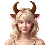 Jadive Serre-tête réaliste avec oreilles d'animal en peluche pour femme, costume pour Halloween, Noël, cosplay, fête (oreilles de taureau)