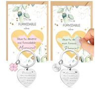 Jadive Set de Cadeau pour Marraine Parrain 2 Porte-Clé Marraine Parrain 2 Carte à Gratter Demande marraine 2 Autocollant à Gratter 2 Enveloppe Annonce Baptême Cadeau Noël Naissance(Eucalyptus)