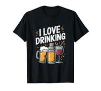 J'adore Boire de la bière et du vin Cheers T-Shirt Graphique avec Valeur