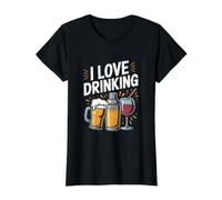 J'adore Boire de la bière et du vin Cheers T-Shirt Graphique avec Valeur
