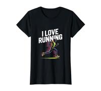 J'adore Courir Passionate Runner Spirit T-Shirt Graphique avec Valeur, Femme, Noir, L