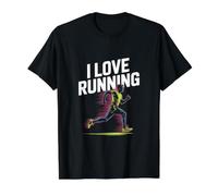 J'adore Courir Passionate Runner Spirit T-Shirt Graphique avec Valeur, Homme, Noir, L