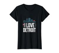 J'adore Detroit Skyline Heartbeat T-Shirt Graphique avec Valeur