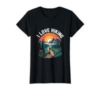 J'adore Faire de la randonnée sur Un Sentier panoramique au Lever du Soleil T-Shirt Graphique avec Valeur, Femme, Noir, XL
