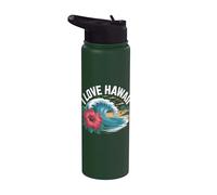 J'adore Hawaii Tropical Beach Wave Hibiscus Stainless Steel Insulated Water Bottle