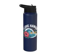 J'adore Hawaii Tropical Beach Wave Hibiscus Stainless Steel Insulated Water Bottle