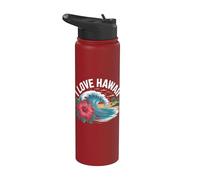 J'adore Hawaii Tropical Beach Wave Hibiscus Stainless Steel Insulated Water Bottle