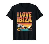 J'adore Ibiza, Une Escapade côtière au Coucher du Soleil T-Shirt Graphique avec Valeur, Homme, Noir, S