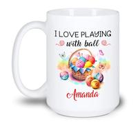 J'Adore Jouer Au Ballon Tasse À Café Unique Mug Durable Tasse À Thé Idée Cadeau Pour Pâques Collègue Bureau 330ml