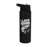 J'adore la pêche du jour pour les amateurs de pêche Stainless Steel Insulated Water Bottle